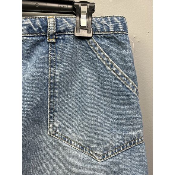 BDG Urban Outfitters Denim Skort Skirt Button Fly Raw Hem Patch Pockets Zip 31 - Picture 9 of 10